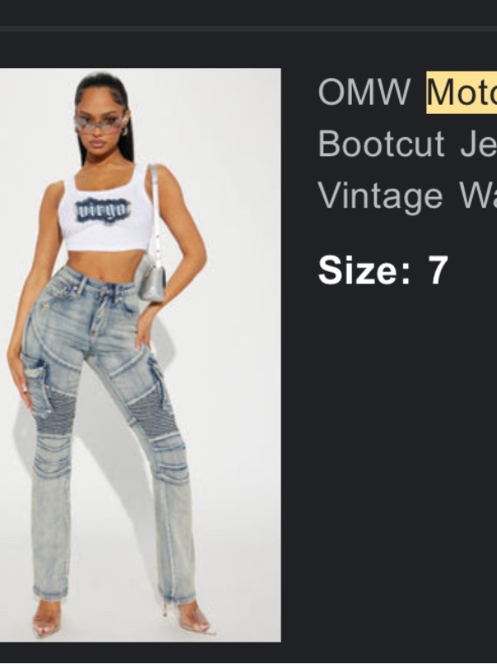 Fashion Nova Moto-Detail Bootcut Jeans - Vintage Wash